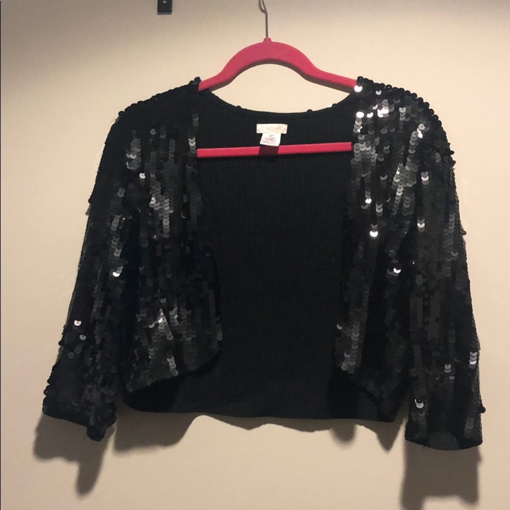 Black sequined cropped jacket